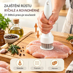 21bodová jehla na změkčování masa z nerezové oceli na steaky, grilování a vaření.