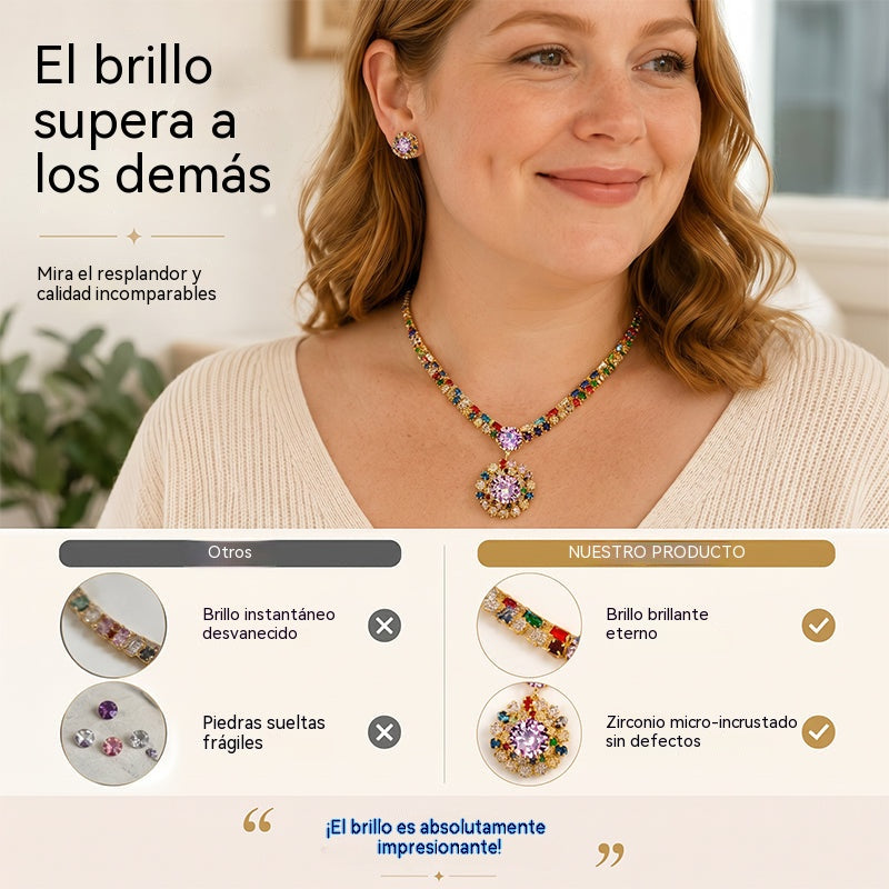 💎 ✨ Conjunto de collar y pendientes de circonita brillante: elegancia atemporal, un regalo perfecto, ideal para bodas, fiestas o como accesorios de lujo para el día a día 💍