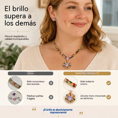 💎 ✨ Conjunto de collar y pendientes de circonita brillante: elegancia atemporal, un regalo perfecto, ideal para bodas, fiestas o como accesorios de lujo para el día a día 💍