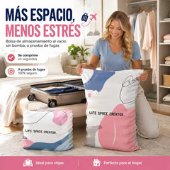 🧳【Juego de 5 piezas】💨 Bolsa de almacenamiento al vacío grande y compresible: no requiere bomba, es a prueba de fugas e ideal para ahorrar espacio en maletas y en casa ✈️