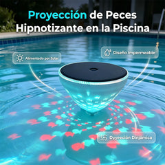 ☀️🐠 Lámpara solar flotante para piscina con proyección de peces💡💦