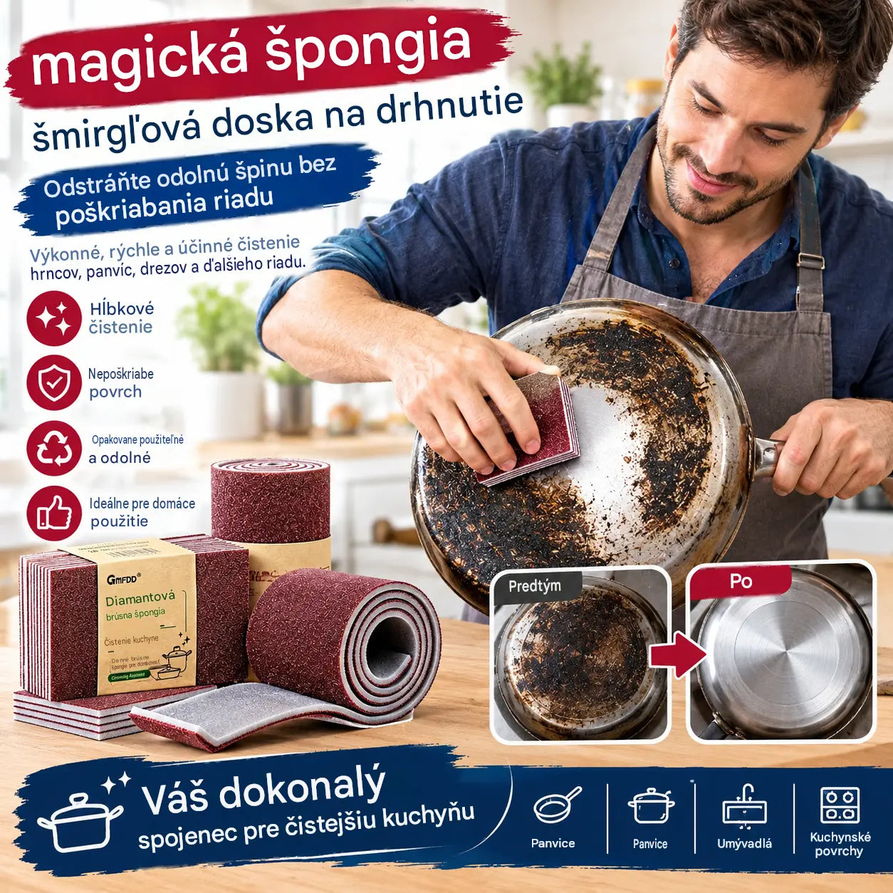 🎖️💯【Balenie 20 kusov】Obojstranná brúsna špongia – výkonná a multifunkčná na čistenie.