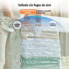 ✨（5 piezas）💨 Bolsa de almacenamiento al vacío grande y compresible: no requiere bomba, es a prueba de fugas e ideal para ahorrar espacio en maletas y en casa ✈️