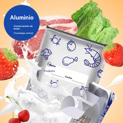 Un total de 30 bolsas de papel de aluminio antibacterianas, súper fáciles de usar, para conservar la frescura.