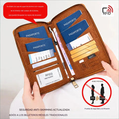 ✈️ Portapasaportes RFID de Viaje | Organizador Elegante para 4 Pasaportes y Documentos, Seguro y Práctico