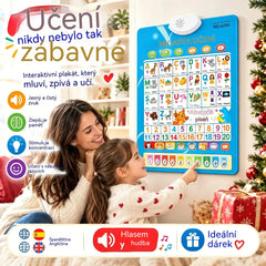 🔊 Dvojjazyčná mluvící vzdělávací tabulka (španělsko-anglická) | Abeceda se zvukem (26/27 písmen) | Luxusní dárková sada pro děti 🎁