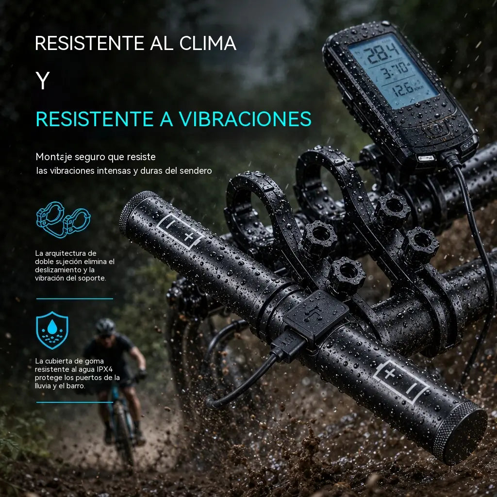 🔥 ¡Más espacio para tu bici! Soporte ampliable para manillar con USB y doble fijación 🚴‍♂️