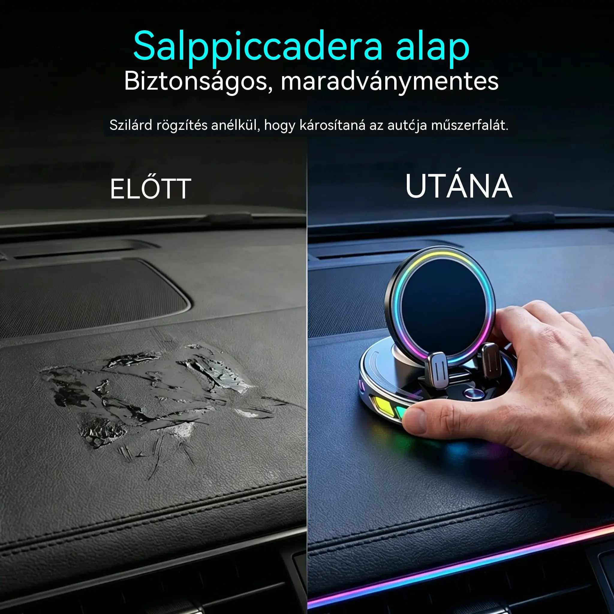 📱 RGB autós tartó automatikus rögzítéssel és 15 W-os vezeték nélküli töltéssel
