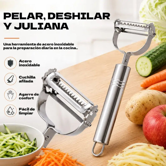 🥳Artículo más vendido de 2026🥳💞 ¡Más de 50.000 unidades vendidas! 🥕🔪 Pelador y rallador 2 en 1 de acero inoxidable: ¡ahorra espacio en el cajón y tiempo de preparación! 🍽️✨