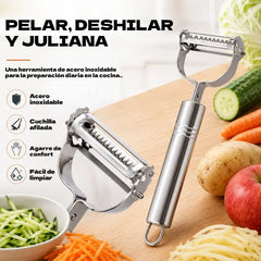 🥳Artículo más vendido de 2026🥳💞 ¡Más de 50.000 unidades vendidas! 🥕🔪 Pelador y rallador 2 en 1 de acero inoxidable: ¡ahorra espacio en el cajón y tiempo de preparación! 🍽️✨