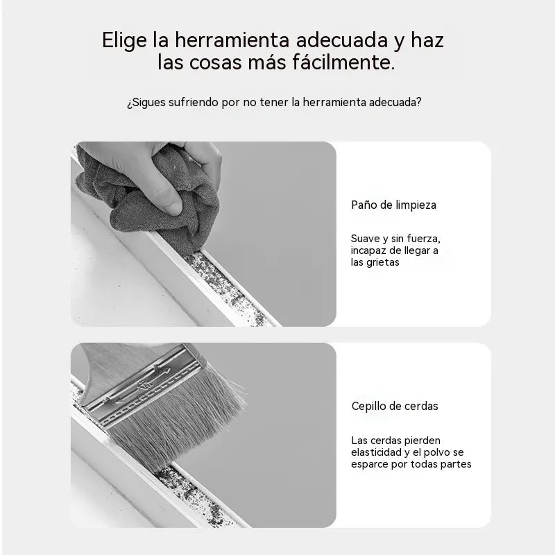 【2 artículos por 25 euros】Cepillo multiusos cuatro en uno para limpiar ranuras y grietas de ventanas.