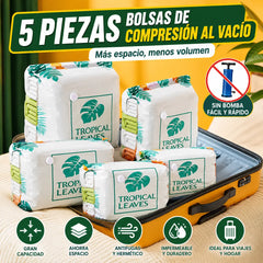 🧳【Juego de 5 piezas】💨 Bolsa de almacenamiento al vacío grande y compresible: no requiere bomba, es a prueba de fugas e ideal para ahorrar espacio en maletas y en casa ✈️