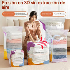 30%OFF【Juego de 5 piezas】 Bolsa de almacenamiento al vacío grande y compresible: no requiere bomba, es a prueba de fugas e ideal para ahorrar espacio en maletas y en casa