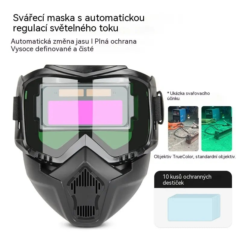 Plně automatická svářečská kukla s přepínáním světel a ochrannou maskou na hlavu pro svářeče