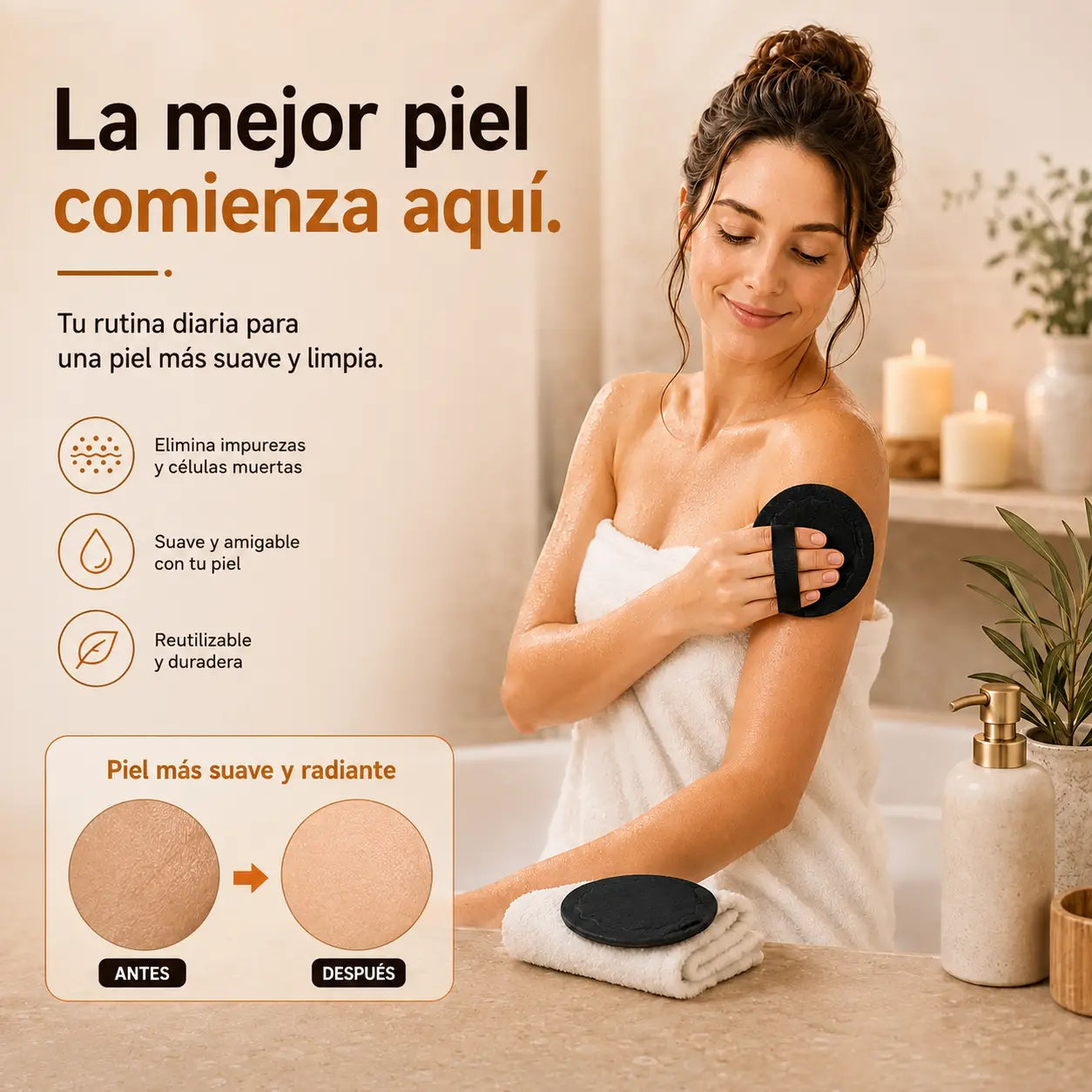 🔥【Paquete de 4（Solo 20 euros）】Alfombrilla de ducha exfoliante 🧖‍♀️: exfolia suavemente, desobstruye los poros y revela una piel más luminosa. Material de goma duradero, fácil de enjuagar. ✨🛀