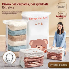 🧳【Sada 5 kusů】💨 Velký, stlačitelný vakuový úložný sáček: není potřeba pumpička, nepropustný a ideální pro úsporu místa v kufrech i doma ✈️