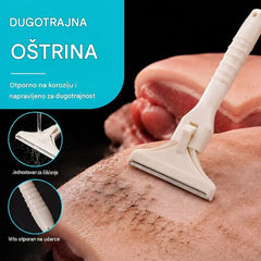 【2 ručke + 20 oštrica】✂️ Višenamjenski brijač za svinje i janjad – Čelična oštrica za uklanjanje dlaka, odmašćivanje i čišćenje kože 🥩