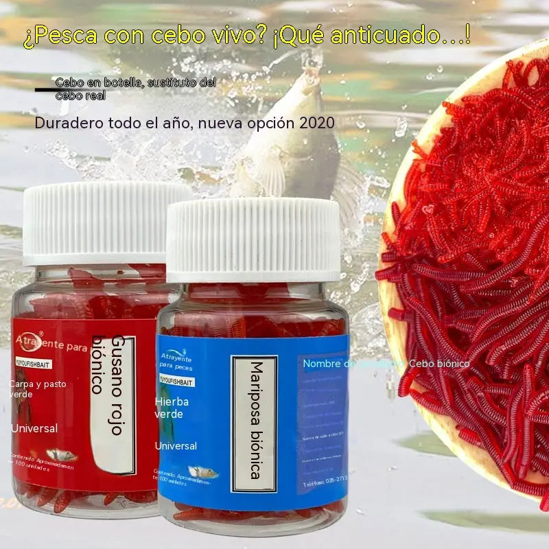 🎣Cebo artificial blando con forma de lombriz de tierra, cebo artificial con sabor a camarón, apto para su uso tanto en agua dulce como salada, 100 unidades por paquete.