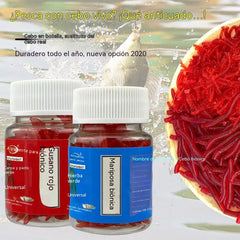 🎣Cebo artificial blando con forma de lombriz de tierra, cebo artificial con sabor a camarón, apto para su uso tanto en agua dulce como salada, 100 unidades por paquete.