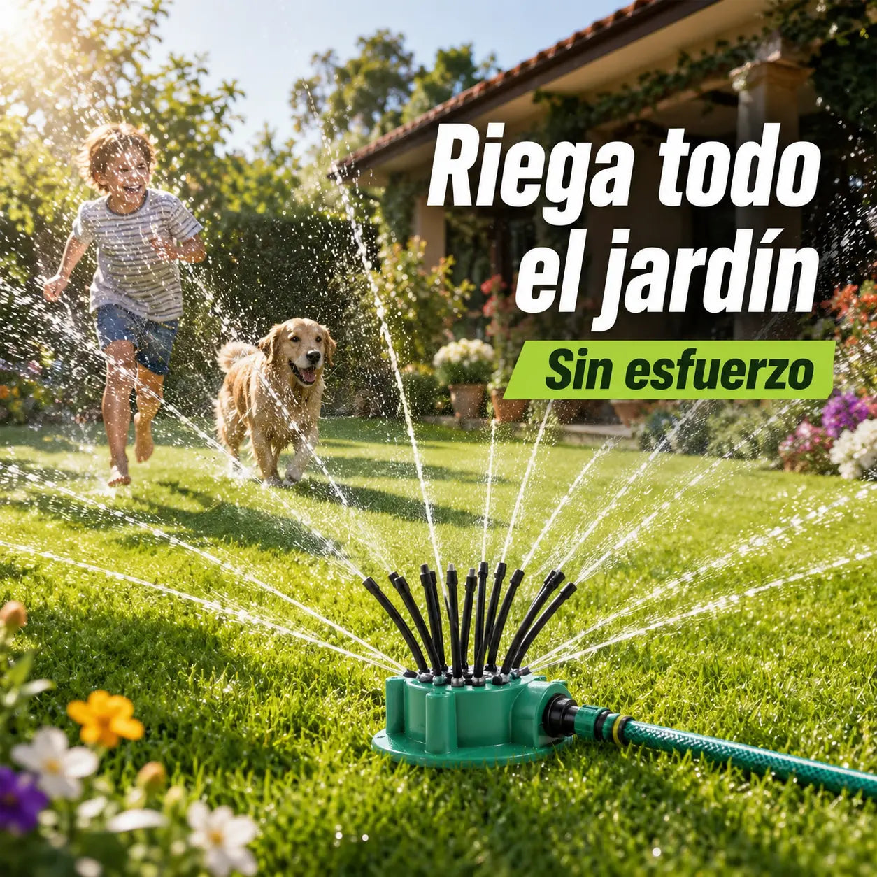 🌿 Aspersor de Jardín 360° Ajustable | Riego Fácil y Preciso para Plantas y Césped 💧