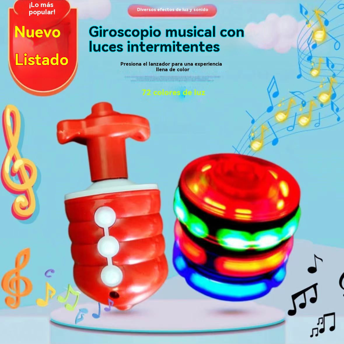 【Compra 1 y llévate 1 gratis】🔥El juguete más popular de 2026🎶🌈 Trompo musical luminoso de colores