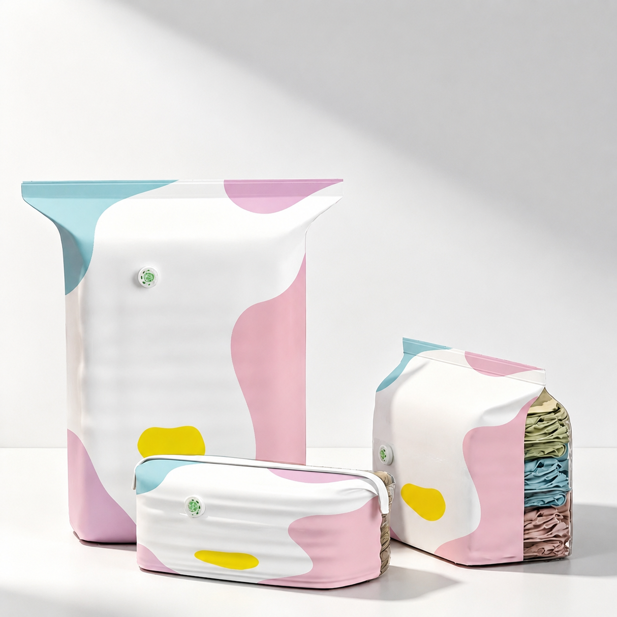 【Juego de 5 piezas】 Bolsa de almacenamiento de vacío grande y comprimible: no requiere bomba, es a prueba de fugas e ideal para ahorrar espacio en la maleta y el hogar