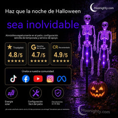 💀 Luz Solar de Calavera para Jardín | Decoración Halloween Exterior con Efecto Fantasma