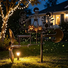 🔥¡Gran venta! 49% de descuento💀🎃Molino de viento con forma de calavera y tamborilero de metal