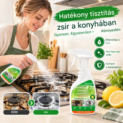 ✨ Hatékony konyhai zsíroldó – hatékonyan eltávolítja a ráégett zsírt, a szénlerakódásokat és a makacs szennyeződéseket a főzőlapokról, páraelszívókról és konyhai eszközökről.