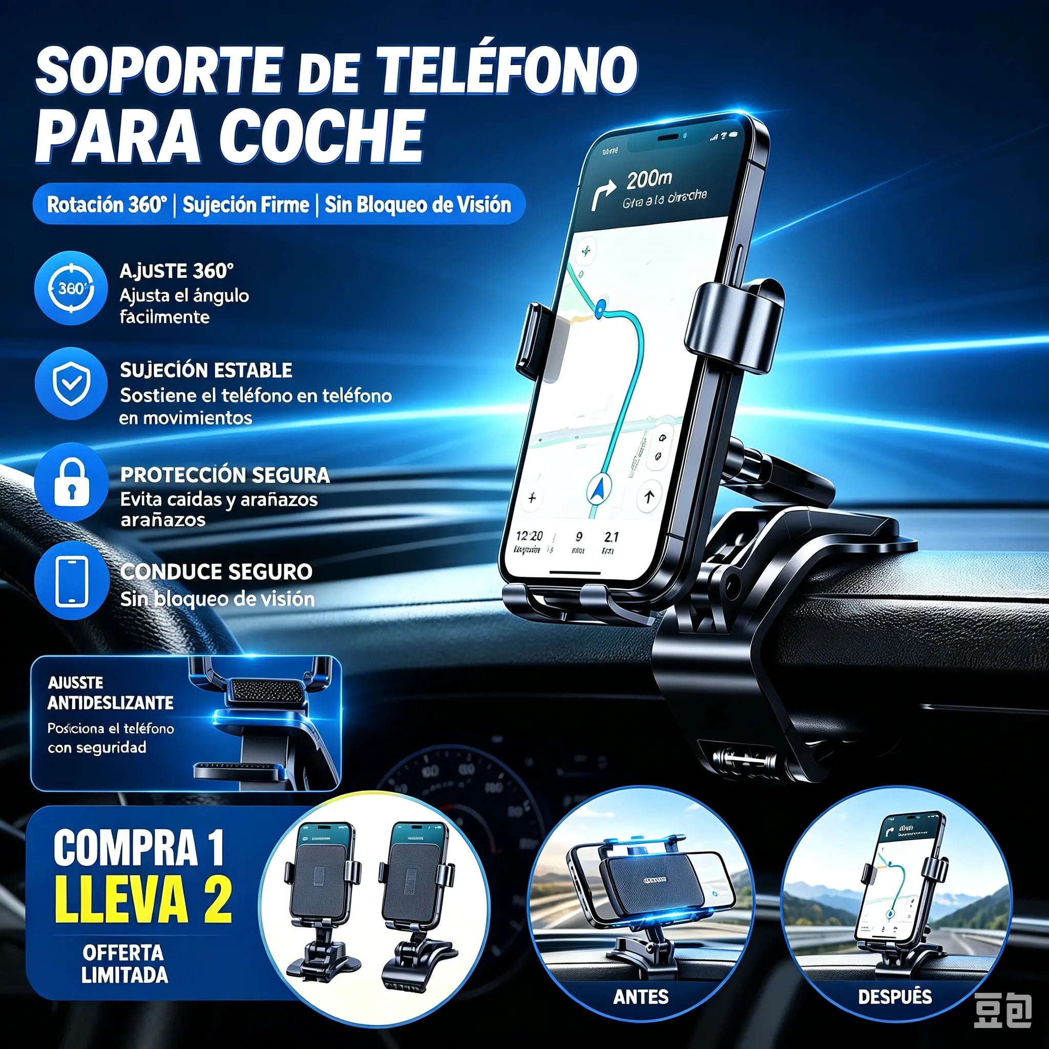 🔥Compra 1 y llévate 1 gratis🔥2 piezas 25 euros📱 Soporte de Móvil con Pinza 360° — ¡Sujétalo Donde Quieras y Disfruta con las Manos Libres!