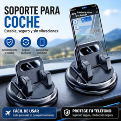🎯 ¡-50% HOY! 🚗 Soporte de Móvil 360° para Coche｜Fijación Firme y Giro Total 🔄📱