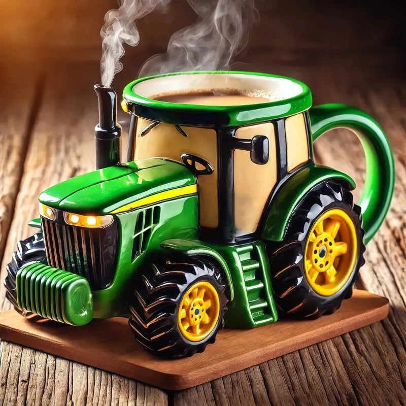 ☕Taza de café retro con forma de tractor agrícola