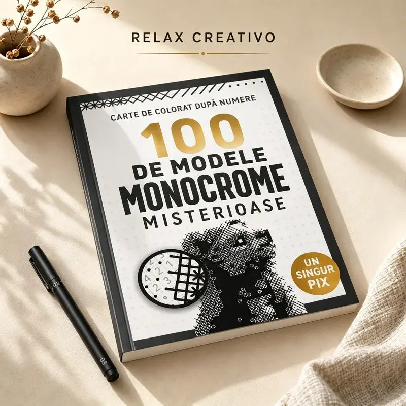 🎨🔢 Vybarvování podle čísel – 100 monochromatických záhad ve vysokém rozlišení 🖤📘