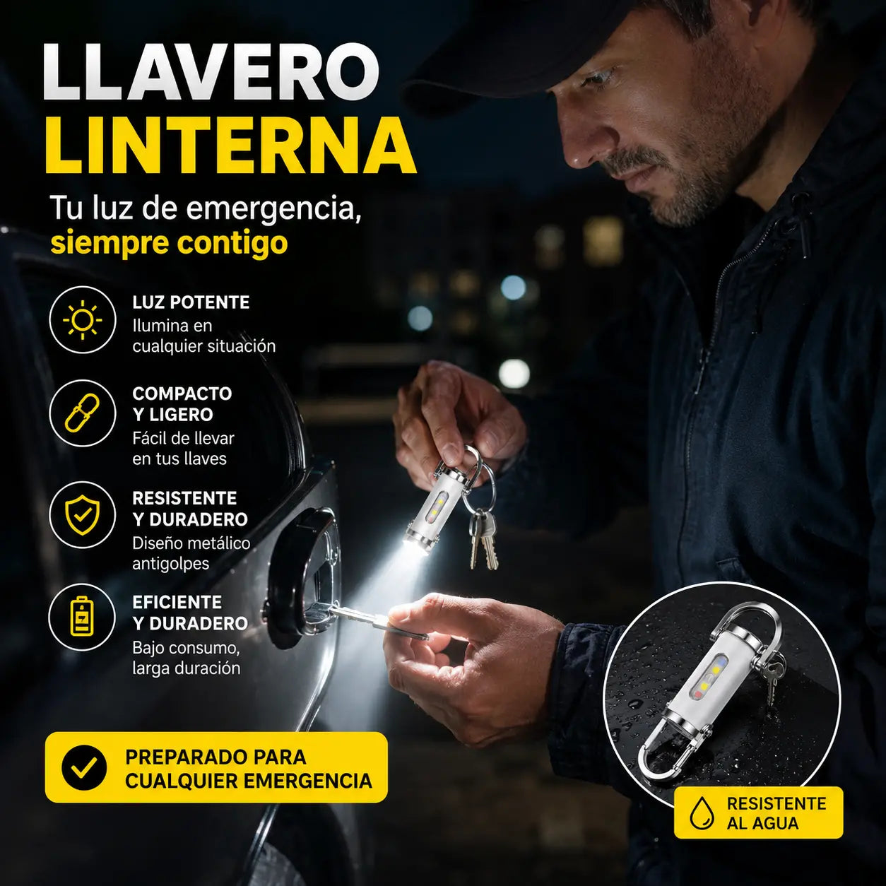 🔥🔥【Compra 1 y llévate 1 gratis】🔥Gran oferta🔥Linterna mini para llave súper brillante e impermeable con salida de 1200 lm