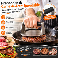 🍗🥩Prensa para carne de acero inoxidable con mango de silicona