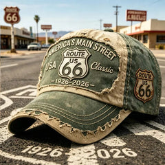 Gorra de béisbol retro ajustable de la Ruta 66, la elección perfecta para los entusiastas del ciclismo.