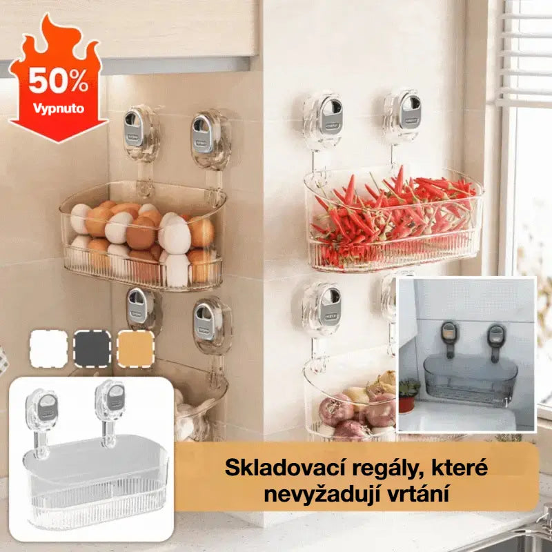 🍽️🧺🔥Speciální nabídka🔥Stojan s přísavkou bez vrtání, nástěnný odkapávač na nádobí do kuchyně a koupelny