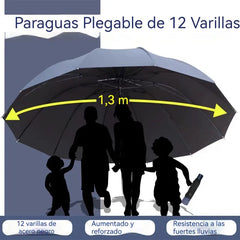 ☔ Paraguas Plegable de 12 Varillas – Resistente al Viento, Impermeable y Ligero para Lluvia y Sol 🌞
