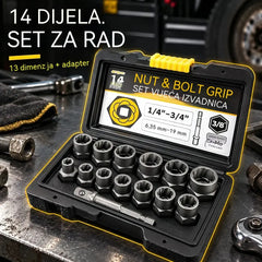 🔧 Set od 14 nasadnih ključeva za matice i vijke | Nasadni ključevi s protukliznim utorima za zahrđale, oštećene ili ogoljeli vijke