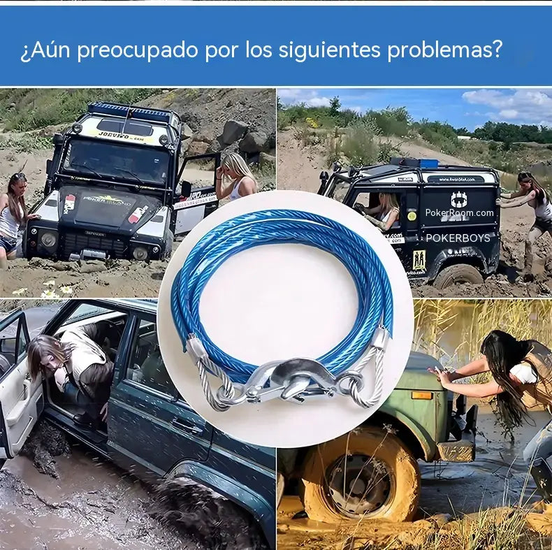 ⛓️🚗 Cuerda de remolque para automóvil, cuerda de tracción, cuerda de rescate – 4 m 3 toneladas