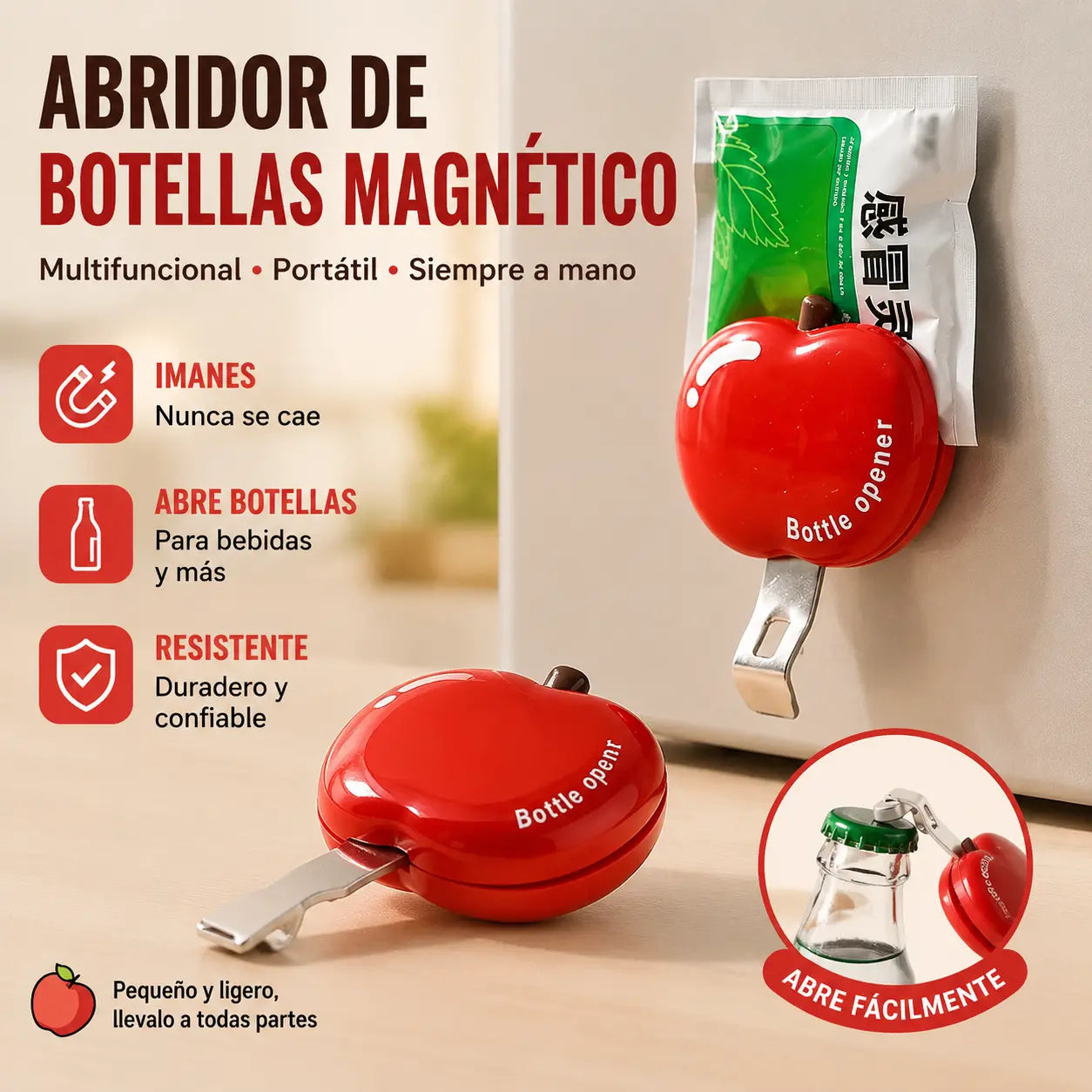 🍎2 piezas 22 euros🍾 Abrebotellas magnético multifuncional con forma de manzana