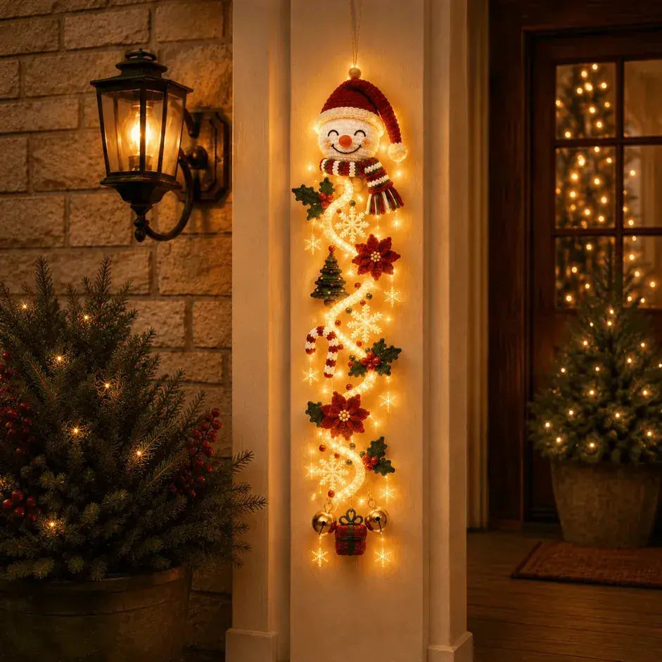 🎄 Vianočná svietiaca dekorácia na dvere MerryCascade | 6 slávnostných dizajnov, teplé svetlo, 3D detaily a priestorovo úsporný vertikálny dizajn ✨