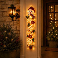 🎄 Vianočná svietiaca dekorácia na dvere MerryCascade | 6 slávnostných dizajnov, teplé svetlo, 3D detaily a priestorovo úsporný vertikálny dizajn ✨