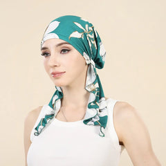 👒 ¡50% DE DESCUENTO POR TIEMPO LIMITADO! ✨ Turbante con estampado floral para mujer, preanudado – Suave, elástico y versátil 🌸