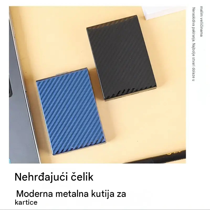 🛡️✨ Metalni držač za kartice od nehrđajućeg čelika s RFID zaštitom – Antimagnetski novčanik za kartice, mali i prijenosni 💳