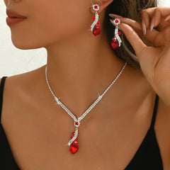 💎【Collar + Pendientes】Conjunto de joyas de cristal de dos piezas