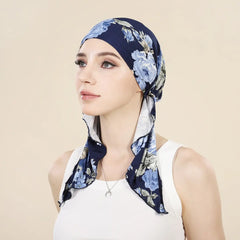 👒 ¡50% DE DESCUENTO POR TIEMPO LIMITADO! ✨ Turbante con estampado floral para mujer, preanudado – Suave, elástico y versátil 🌸