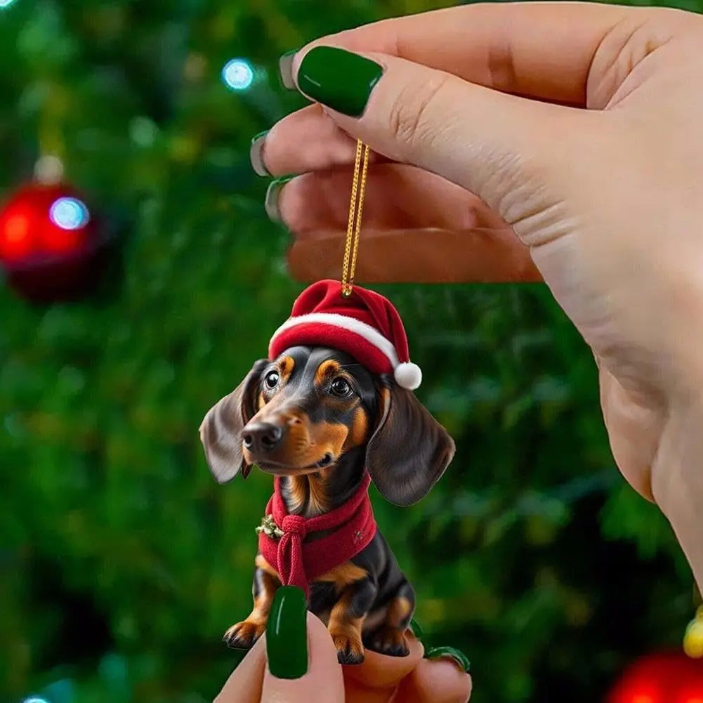 🎄【9 piezas】🐕 Adornos navideños para el árbol con forma de cachorros