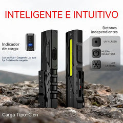 🔦 Linterna LED Magnética Multifunción 1500 Lúmenes Recargable para Taller y Reparaciones