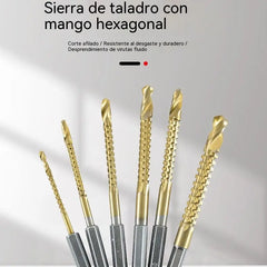 🛠️🔩【1 juego de 6 piezas】Taladro de sierra para madera con vástago hexagonal de acero de alta velocidad